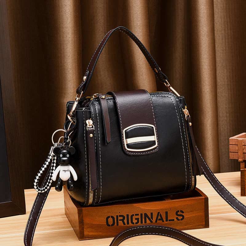 Top-Handle Bag for Women Daily Shopping Bucket Leather Crossbody Bag