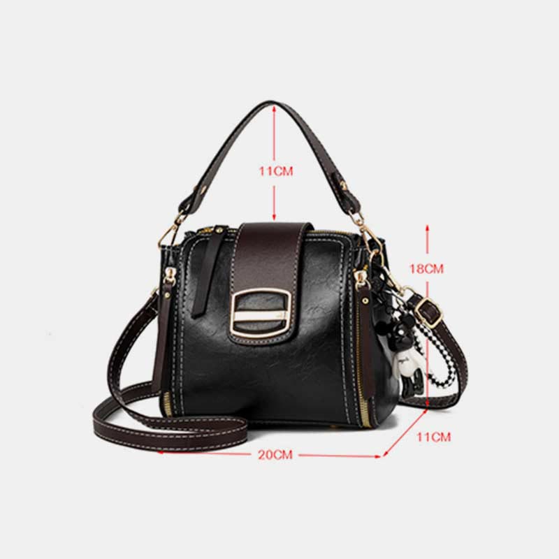Top-Handle Bag for Women Daily Shopping Bucket Leather Crossbody Bag