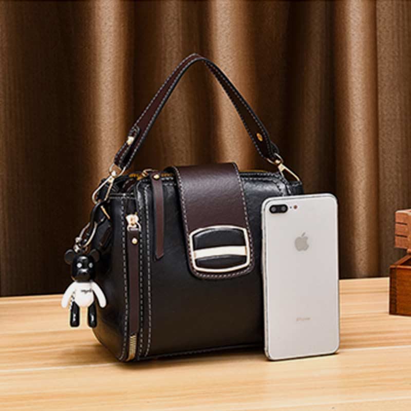 Top-Handle Bag for Women Daily Shopping Bucket Leather Crossbody Bag