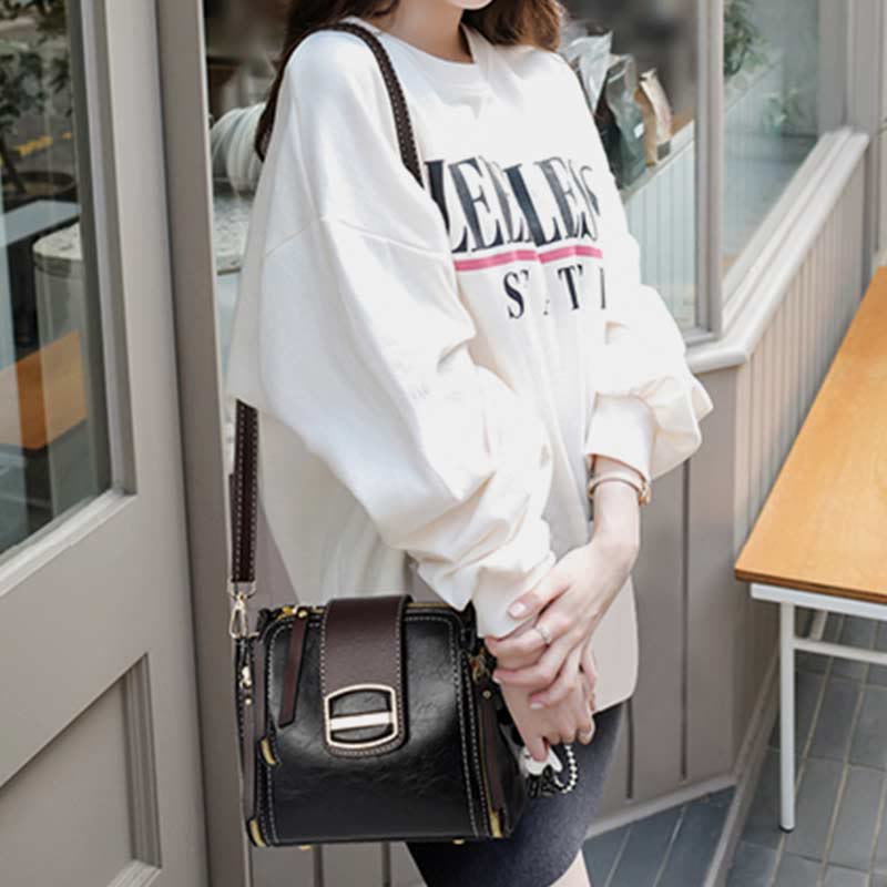 Top-Handle Bag for Women Daily Shopping Bucket Leather Crossbody Bag